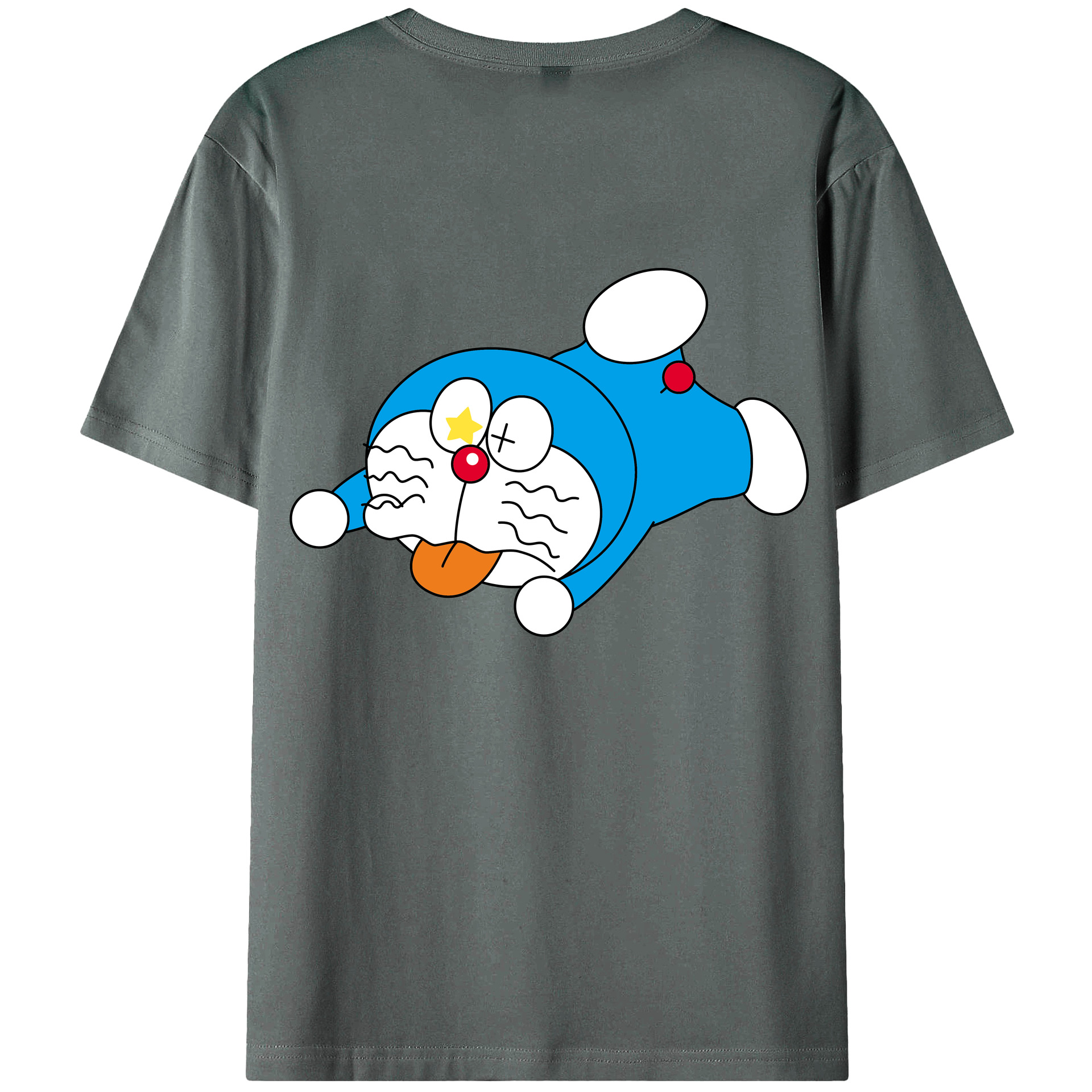 （画像用） ドラえもん Doraemon 綿100％ メンズ半袖Tシャツ（バックプリント） 通気性